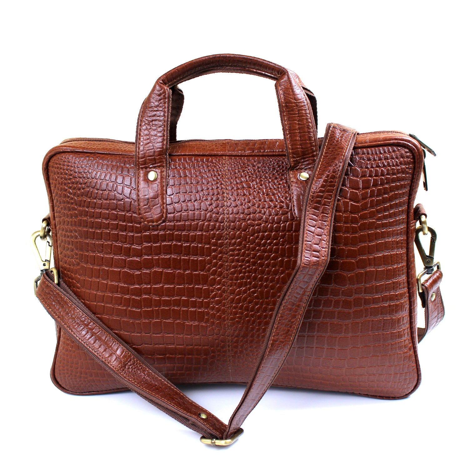 Genuine Leather Laptop Bag 14 inches Crocodilian texture Briefcase Men/Women Handmade Messenger Adjustable Shoulder Bag for Business Office Travel Genuine Leather Laptop Bag 14 inches Crocodilian texture Briefcase Men/Women Handmade Messenger Adjustable Shoulder Bag for Business Office Travel
